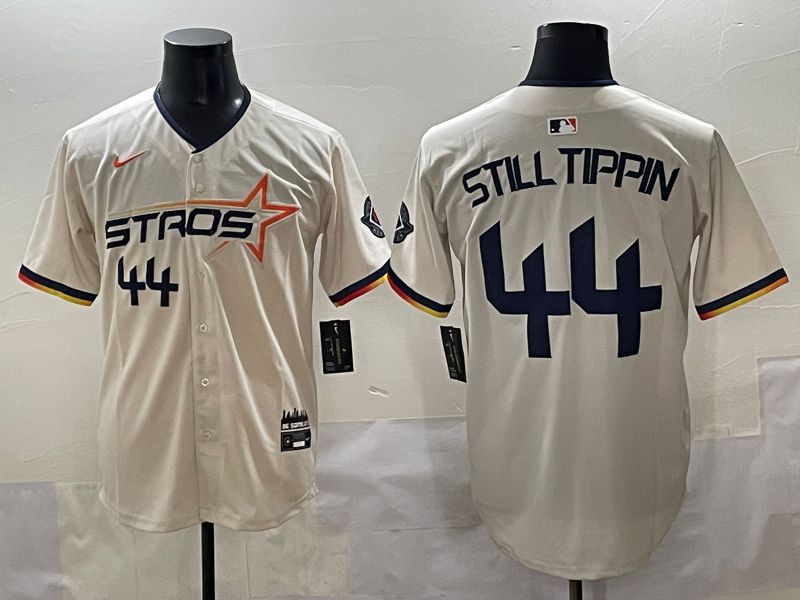 Men 2025 Houston Astros #44 Still Tippin Cream Three generations Joint Name Nike MLB Jersey style 4->houston astros->MLB Jersey